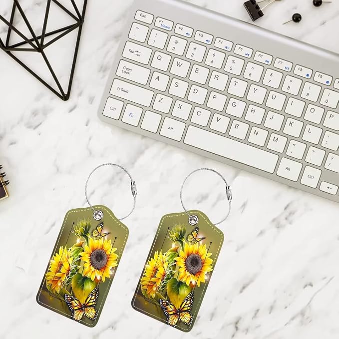 2 Pack Luggage Tag for Suitcase, Cute Unique Leather Bag Tags Identifiers - Image 5