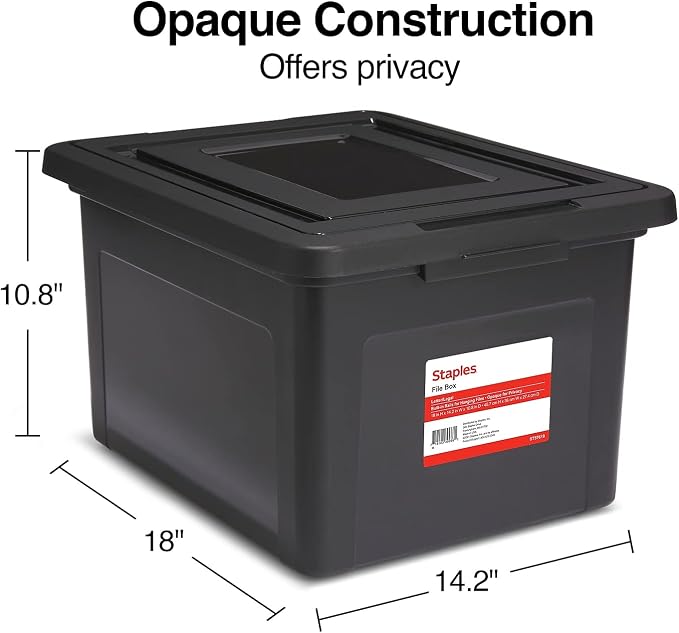 STAPLES Hanging File Folder Box, Storage Bin Organizer, Snap Lid, Letter & - Image 5