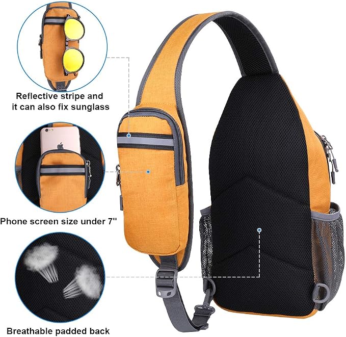 WATERFLY Crossbody Sling Backpack Sling Bag Travel Hiking Chest Bag Daypack - Image 3
