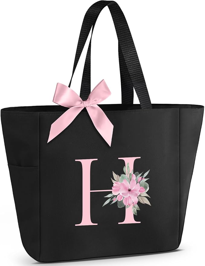 Vavabox Tote Bag, A-Z Initial Monogrammed Waterproof Tote Bag, Bridesmaid Gifts by Vavabox