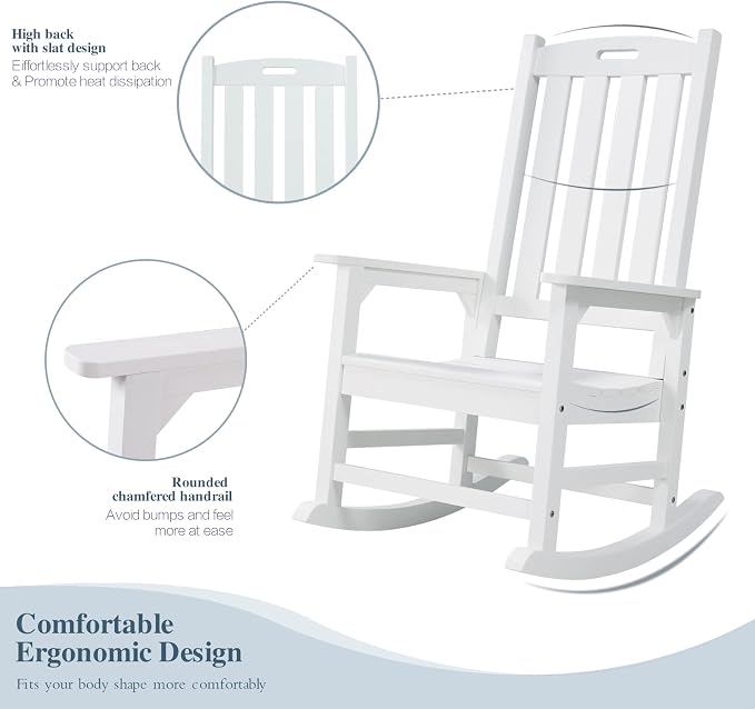 Psilvam Oversized Outdoor Rocking Chair, - Image 4