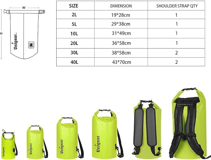 Unigear Dry Bag Waterproof, 2L/5L/10L/20L/30L/40L Floating and Lightweight Bags - Image 2