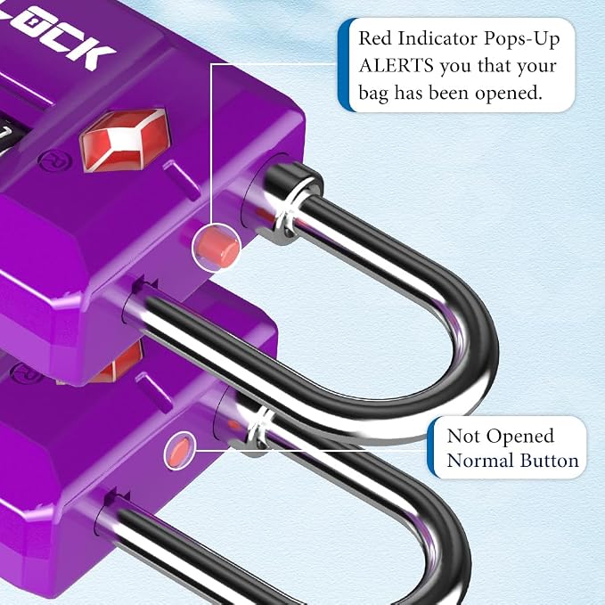 TSA Approved Travel Luggage Locks, Open Alert Combination Lock - Image 4
