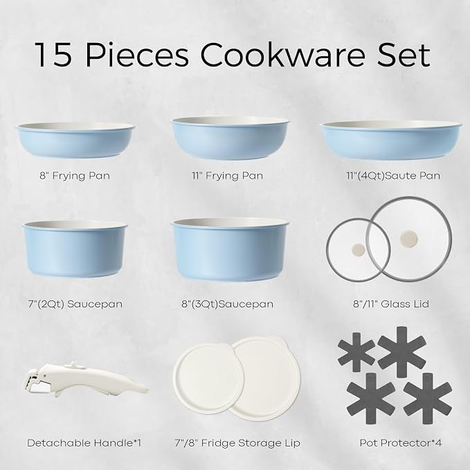 15Pcs Pots and Pans Set Non Stick, Cookware Sets - Image 2