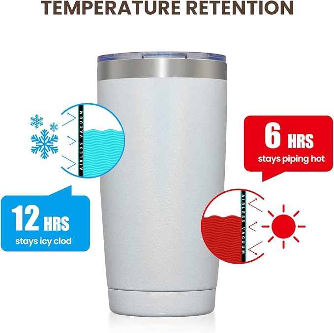 MEWAY 20oz Tumbler 4 Pack Double Wall Vacuum Insulated Travel Glitter Mug Bulk - Image 6