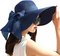 DRESHOW Beach Hats for Women Big Straw Wide Brim Summer Hat Floppy Foldable by DRESHOW