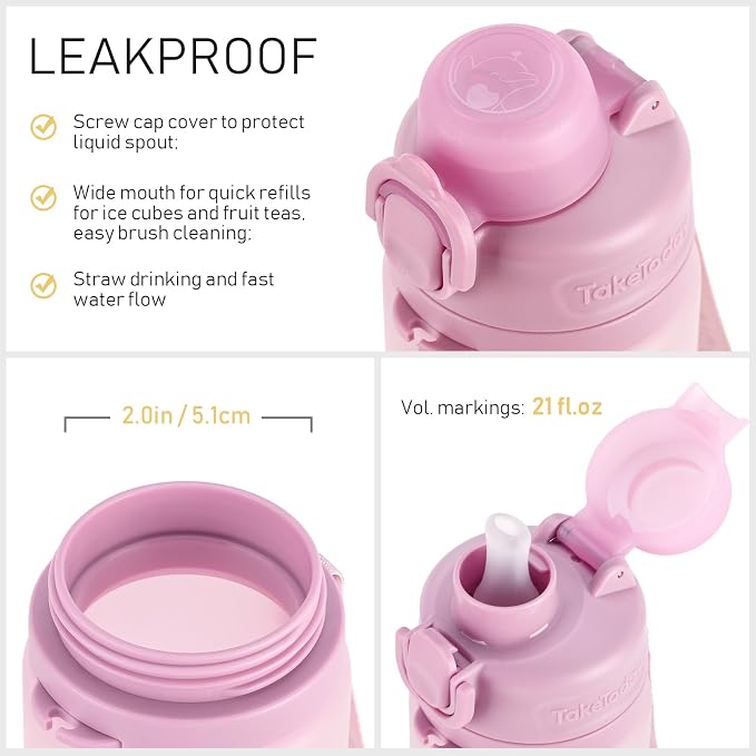 TakeToday Collapsible Water Bottles 20oz, Leak Proof, Foldable Silicone Travel - Image 7