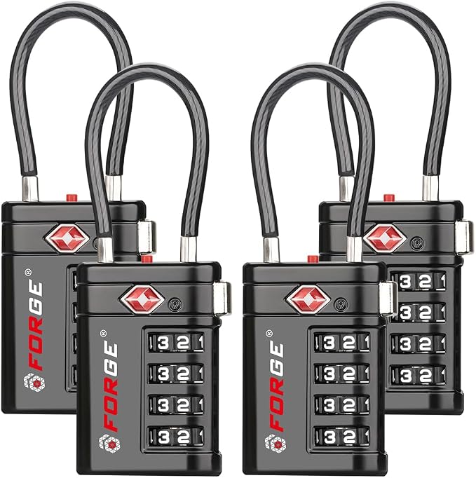 Forge TSA Approved Luggage Locks 4 Digit Combination TSA Travel Locks by Forge
