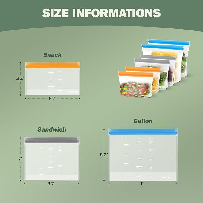 IDEATECH Reusable Bags Dishwasher Safe, BPA Free Reusable Freezer Bags Stand Up - Image 6