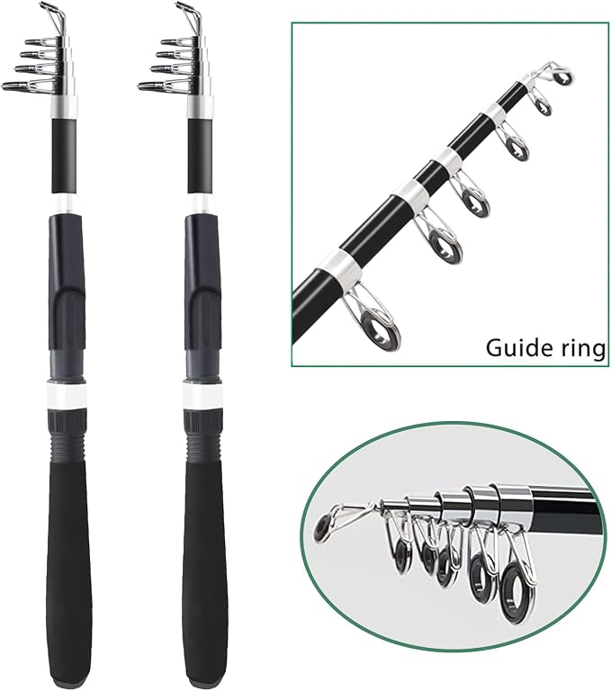 Fishing Pole Combo Set, 2.1m/6.89ft 2PCS Collapsible Rods 2PCS Spinning Reels - Image 2