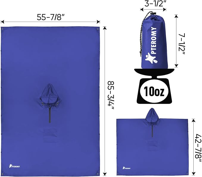 PTEROMY Hooded Rain Poncho for Adult - Image 7