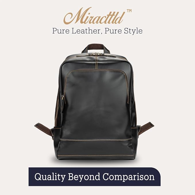 Leather Backpack for Men 15.6" Laptop Backpack 100% Madagascar top-Grain - Image 7