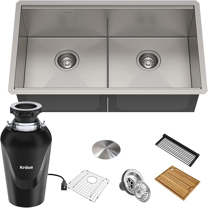KRAUS Kore™ Workstation 33-inch Undermount 16 Gauge Double Bowl Stainless Steel by KRAUS