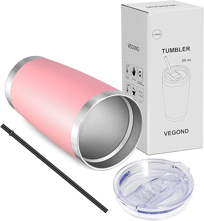 VEGOND 20oz Tumbler with Lid and Straw Stainless Steel Tumbler Cup Vacuum - Image 7