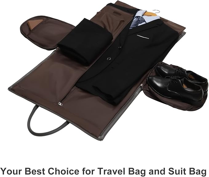 Leather Garment Bag for Travel, Modoker Carry On Suit Carrier Travel Bag - Image 6