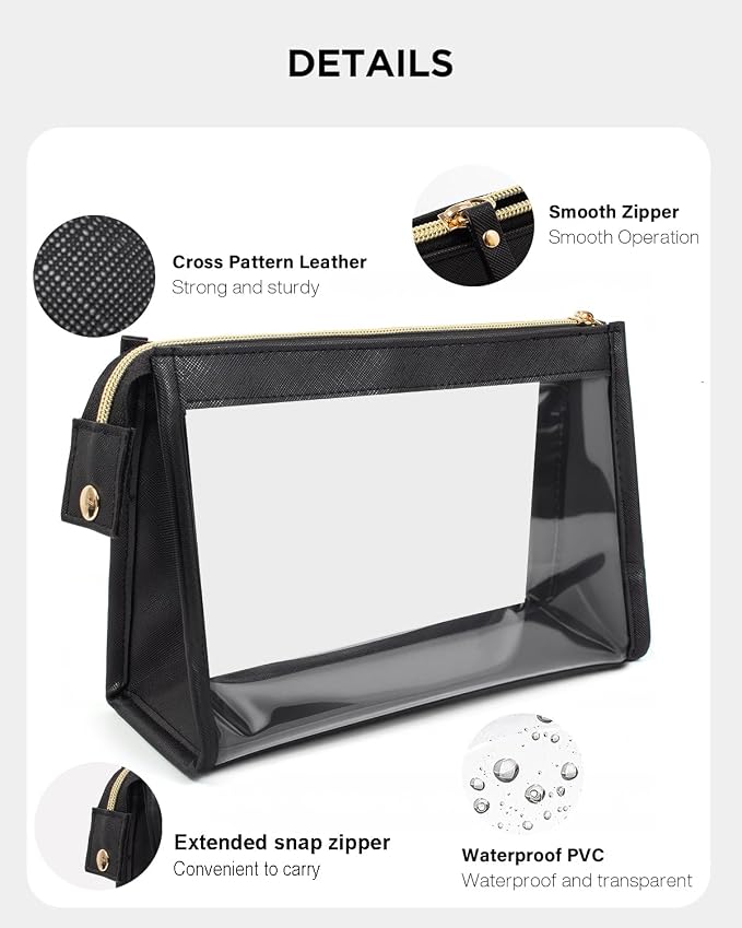 Small Clear Makeup Bag, Waterproof Clear Travel Toiletry Bag Case Cosmetic Bag - Image 4