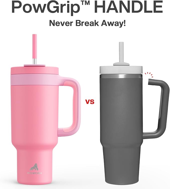 POWCAN 40 oz Tumbler with Handle, 2-in-1 Straw and Sip Lid, Dishwasher Safe - Image 3