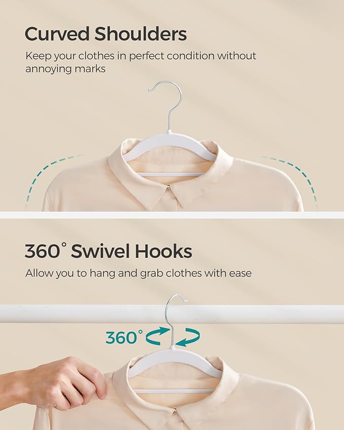 SONGMICS Pack of 50 Coat Hangers, Space-Saving Plastic Clothes Hangers - Image 5
