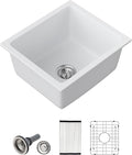 Dcolara 15 Inch White Undermount Wet Bar Sink Single Bowl Kitchen Sink Modern by Dcolora