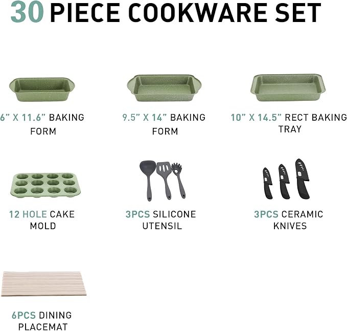 MAISON ARTS 30 Piece Pots and Pans Set Non Stick, Kitchen Cookware & Bakeware - Image 7