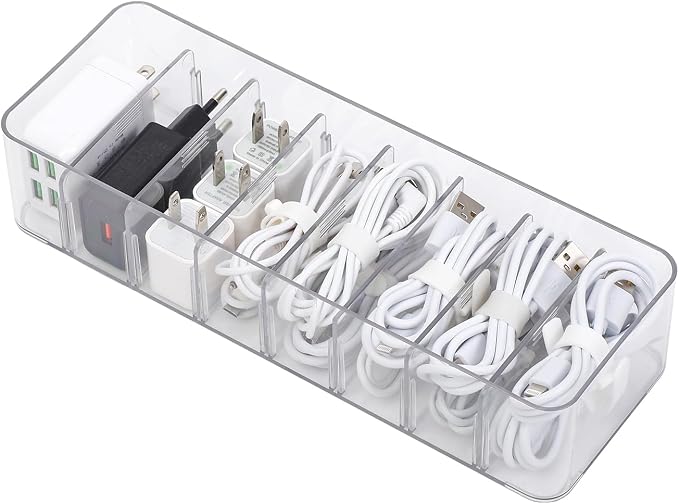 Yesesion Clear Plastic Cable Organizer Box by Yesesion