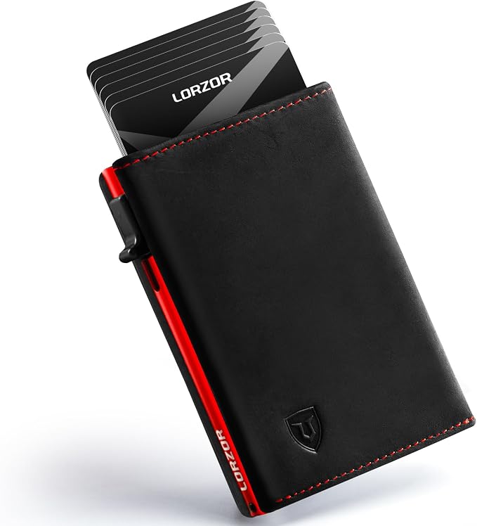 LORZOR Wallet for Men with Metal Card Holder, Pop Up Wallet, Finest Full Grain by LORZOR