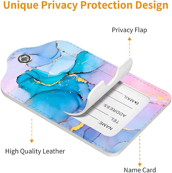2 Pack Luggage Tag for Suitcase, Cute Unique Leather Bag Tags Identifiers - Image 3