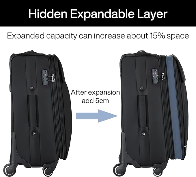 Hanke 20 Inch Expandable Carry On Luggage 22x14x9 Airline Approved Softside - Image 3