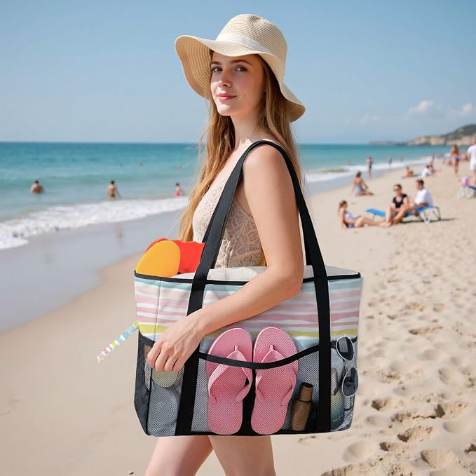 Sandproof Beach Bag with Zipper - Image 2