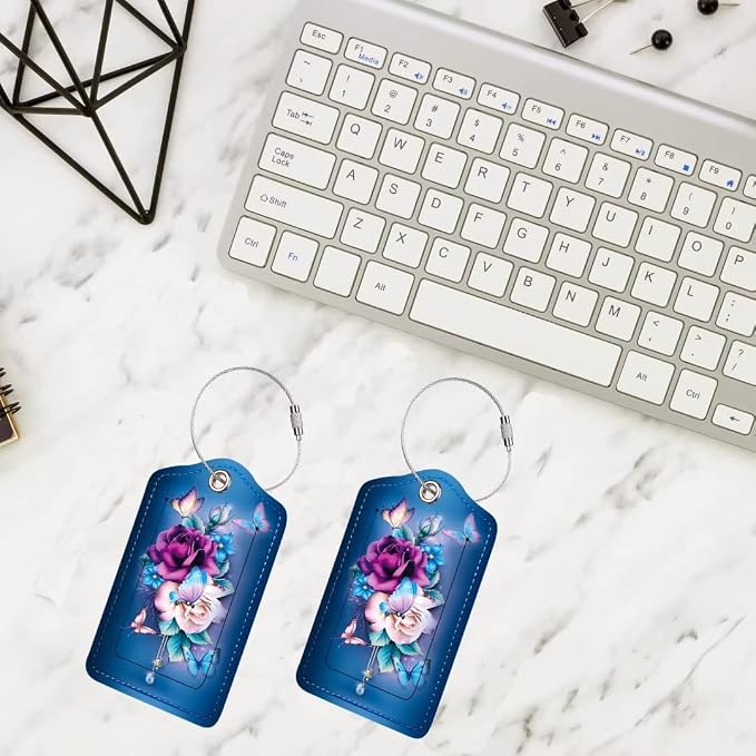 2 Pack Luggage Tag for Suitcase, Cute Unique Leather Bag Tags Identifiers - Image 5