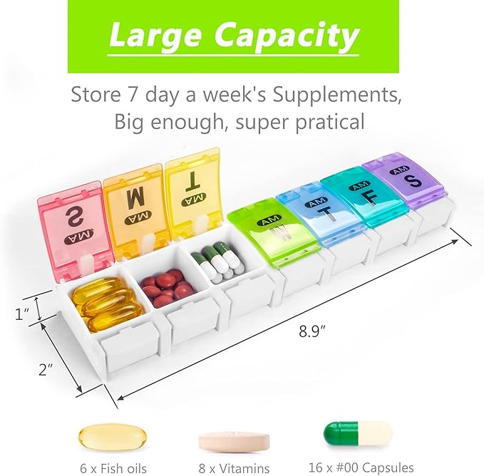 Extra Large Weekly Pill Organizer 2 Times a Day - Image 2