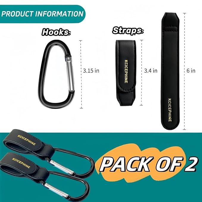 2 Pack Stroller Hooks, Stroller Straps - Image 6