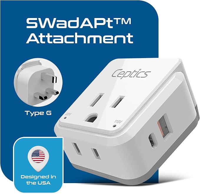 Ceptics UK, Ireland Power Adapter Travel, Safe Dual USB & USB-C 3.1A - Image 4