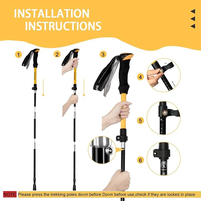HUINING Foldable Hiking Poles Telescopic, Nordic Walking Poles Women and Men - Image 7