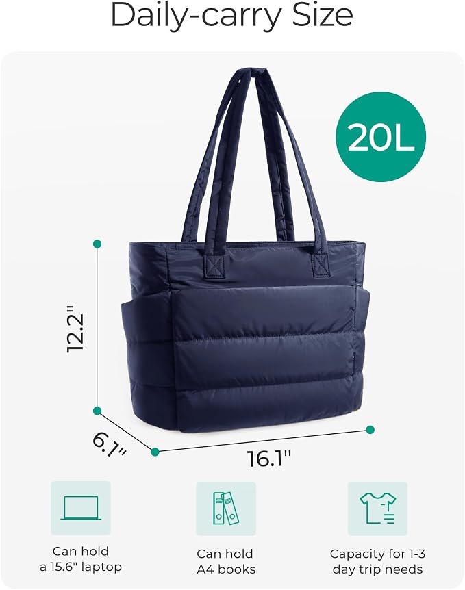 BAGSMART Tote Bag for Women, Lightweight Puffy Tote Bag - Image 2