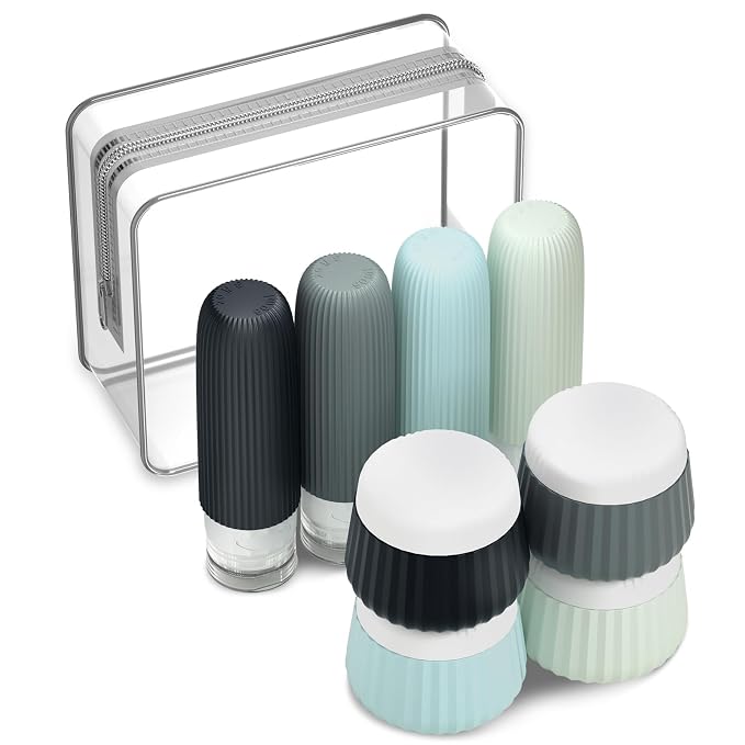 Travel Bottles 8 Pack, TSA Approved 3 oz Toiletries Containers, Leak Proof by Mrsdry