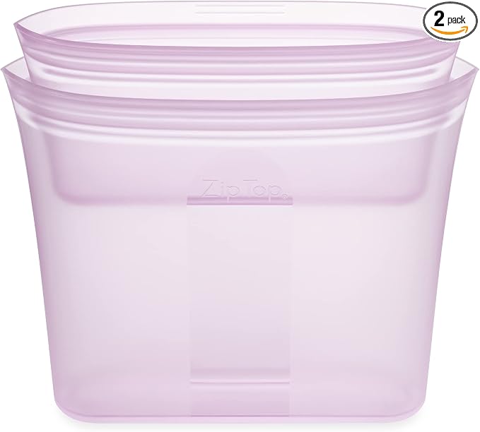 Zip Top Reusable Food Storage Bags | 2 Bag Set | Silicone Meal Prep Container | by ZipTop