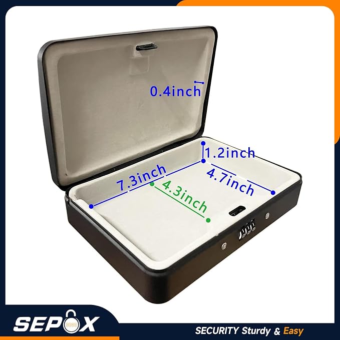 SEPOX® 4Pcs Water/Fire-Resistant Portable Security Case Lock Box Steel - Image 2