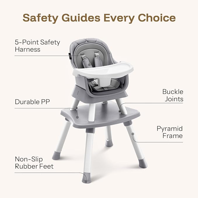 HARPPA 6 in 1 Baby High Chair, Convertible Infant Feeding Chair - Image 9