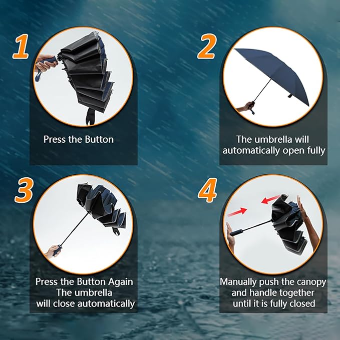 Large Double-Ribs Umbrella Automatic Folding Umbrella - Image 8