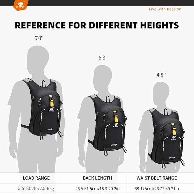 SKYSPER Small Hiking Backpack - 15L Travel Daypack Lightweight Bag Water - Image 2