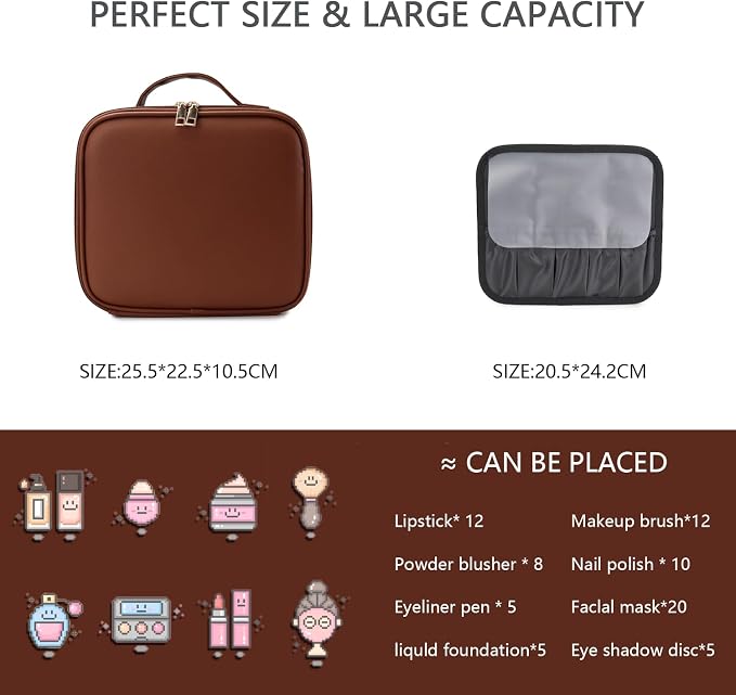Makeup Bag with Led Mirror, Travel Makeup Organizer with 3 Color Setting - Image 2