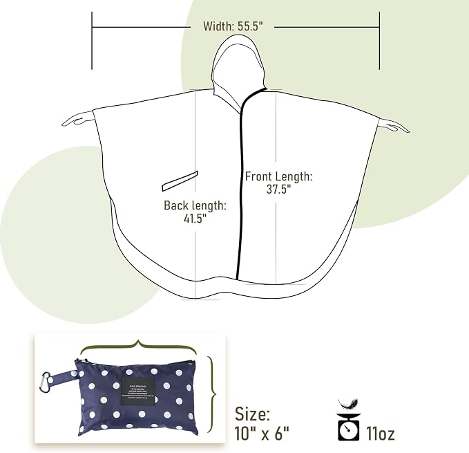 SaphiRose Unisex Rain Poncho Raincoat Hooded - Image 6