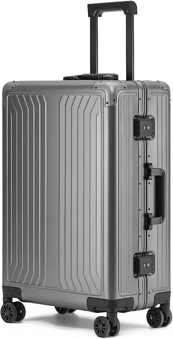 Metal all aluminum carry-on suitcase 20 "hard face, TSA lock and rotating wheel by XZSP+AISU