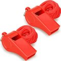 Red Emergency Whistles with Lanyard, Loud Crisp Sound, 2 Packs Plastic Whistles by Hipat