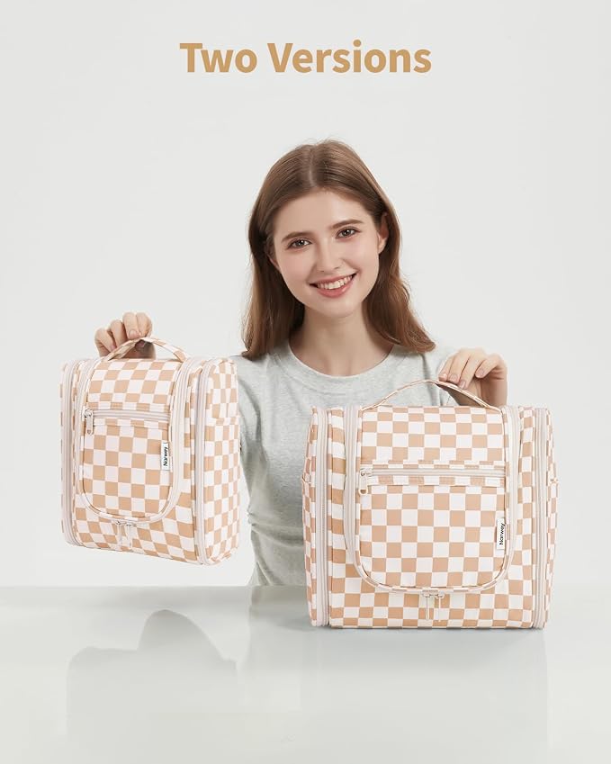 Narwey Small Checkered Hanging Travel Toiletry Bag - Image 9