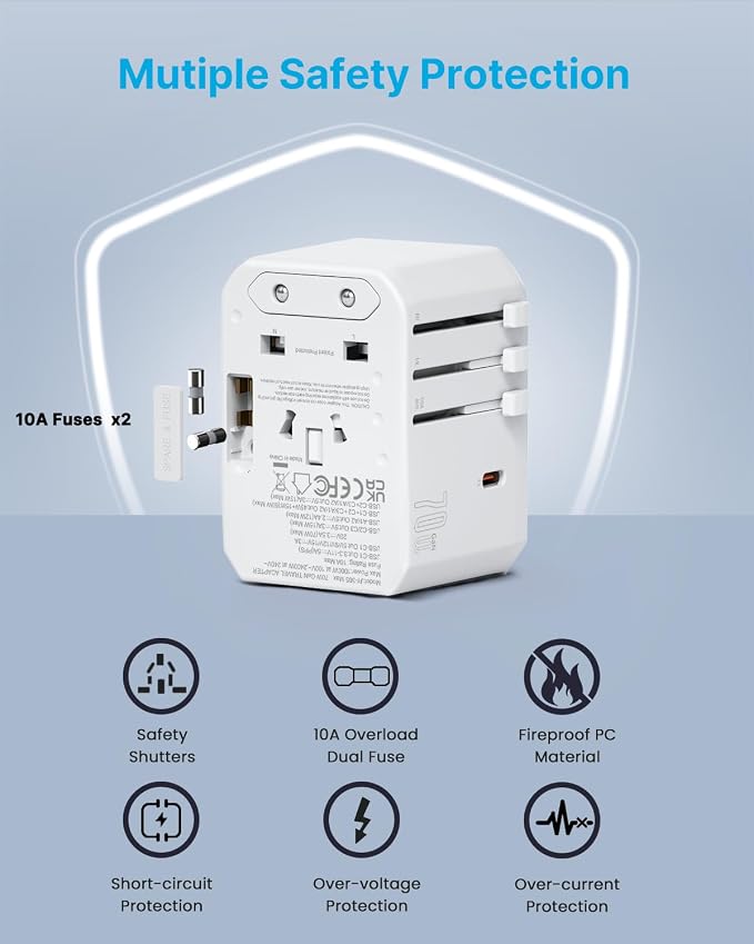 Universal Travel Adapter, VINTAR 70W GaN International Power Adapter - Image 6