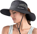 ZOORON Women's Ponytail Safari Sun Hat, Wide Brim UV Protection Outdoor Bucket by ZOORON