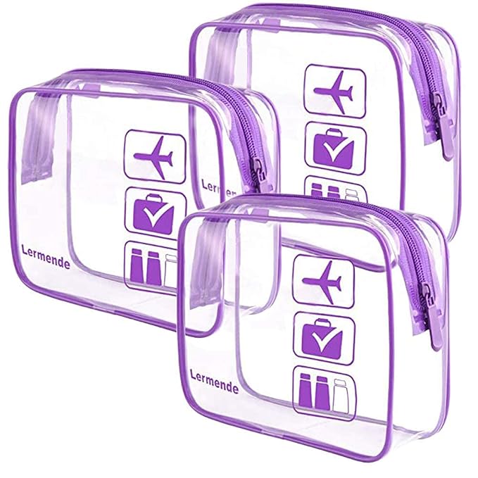 Lermende 2pcs Clear Toiletry Bag TSA Approved Travel Bag, Carry On by Lermende