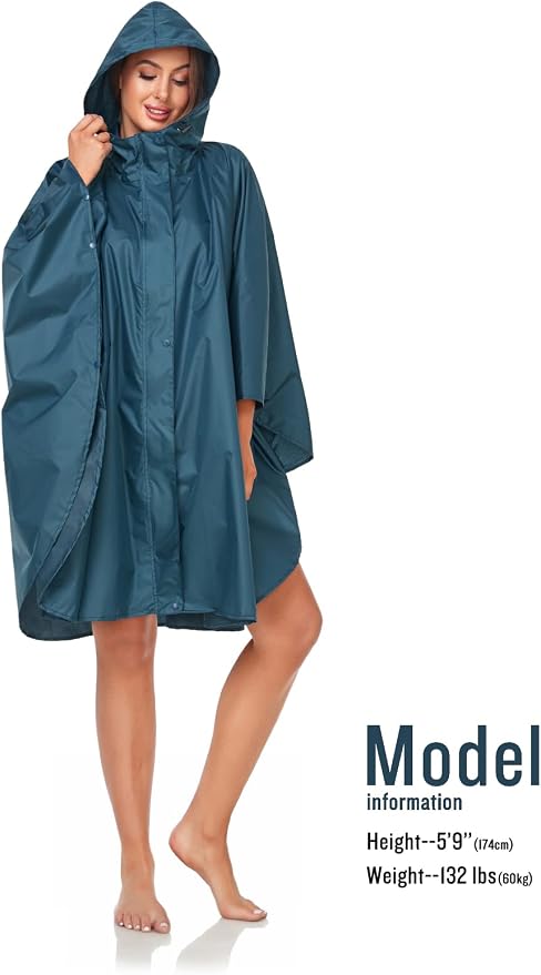 SaphiRose Unisex Rain Poncho Hooded Waterproof Raincoat - Image 4